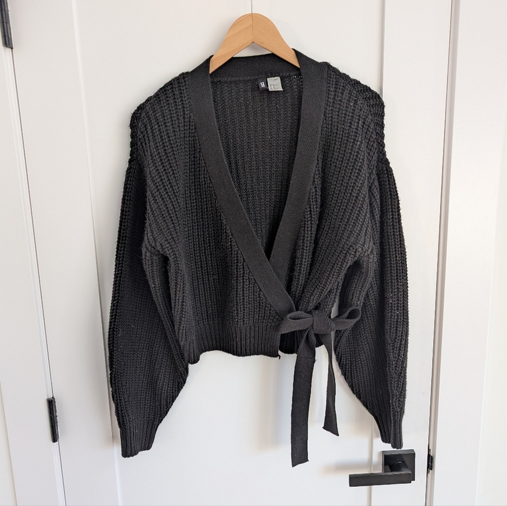 H&M Black Knit Wrap Cardigan